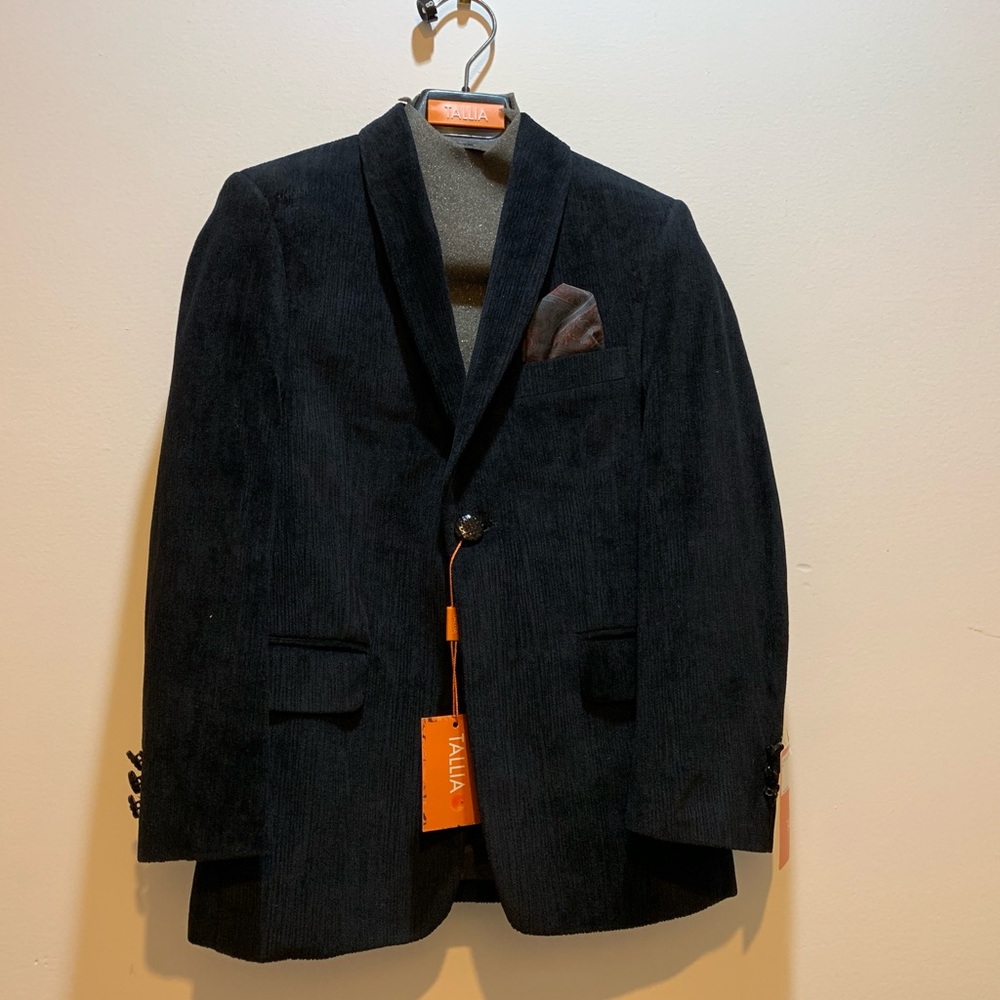 Tallia Boys Black Fancy Velvet Blazer Size 8R